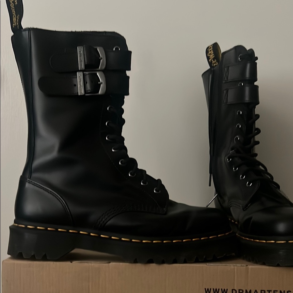 Dr. Martens Black Combat Boots with Air-Cushioned Sole